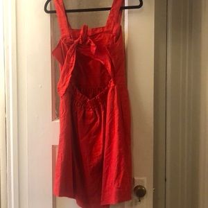 J. Crew Dresses - JCrew red linen apron dress with tie back J. Crew Dresses - JCrew red linen apron dress with tie back